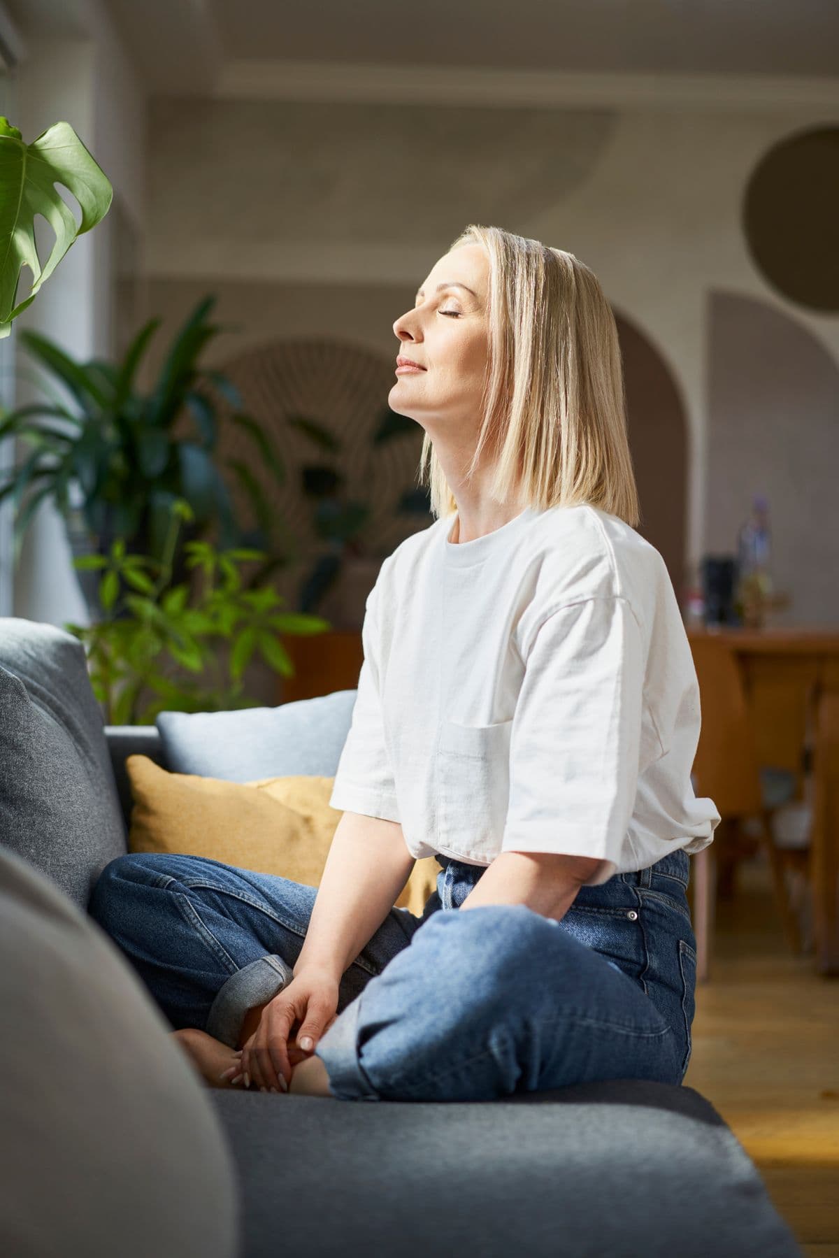 Woman finding calm and balance